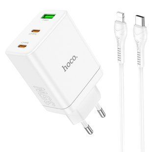 МЗП Hoco N33 Start PD35W+QC3.0 (1USB-A/2C) + кабель Type-C to Lightning 71106 фото