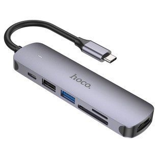 Перехідник Hoco HB28 Multi-function 6in1 (Type-C to HDTV+USB3.0+USB2.0+SD+TF+PD) 00000064591_1 фото